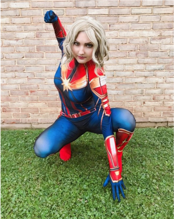Adult Womens Captain Marvel Cosplay Costume Women Bodysuit Jumpsuit